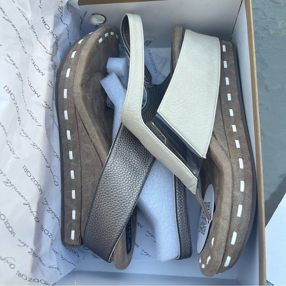 NEW Modzori Venitia 2 Reversible Wedge Sandal, Off White/Pewter Size 11 NIB - Picture 8 of 11
